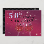 50e verjaardagsverrassingsfeestuitnodiging kaart (Voorkant / Achterkant)