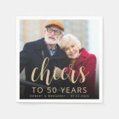 50e verlichting feest foto Cheers goud script Servet (Voorkant)