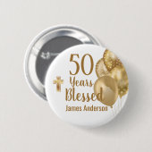 50e verlichting feest ronde button 5,7 cm (Voorkant /achterkant)