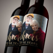 50e verlichtingspartij foto proost goud script wijn etiket