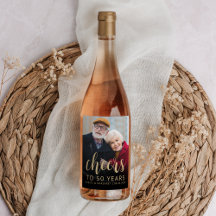 50e verlichtingspartij foto proost goud script