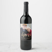 50e verlichtingspartij foto proost goud script wijn etiket (Voorkant)