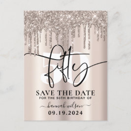 50e verlichtingspartij glinsterende Glitter save t Briefkaart