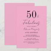 50e verluetingsfeest Vijftig en Fabulous Script Kaart (Voorkant / Achterkant)