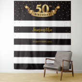 50e verluisterfeest decoratie banner goud wandkleed (In situ)