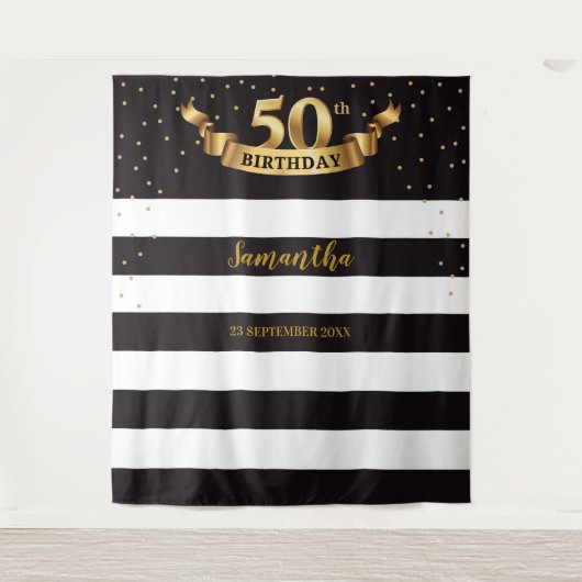 50e verluisterfeest decoratie banner goud wandkleed (Voorkant)