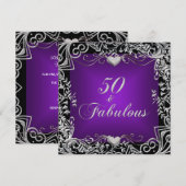50e verpartij zwart zilver diep paars kaart (Voorkant / Achterkant)
