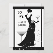 50e verpartijfeest Diva Art deco Zwart Wit Kaart (Voorkant)