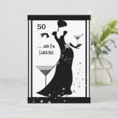 50e verpartijfeest Diva Art deco Zwart Wit Kaart (Staand voorkant)