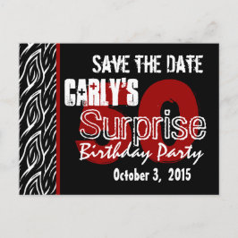 50e verrassing Save the Date Modern Zwart Wit Rood Aankondigingskaart
