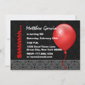 50e Verrassing Verjaardag Black Red Balloon Y327 Kaart (Achterkant)