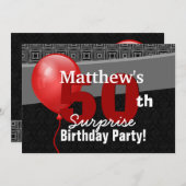 50e Verrassing Verjaardag Black Red Balloon Y327 Kaart (Voorkant / Achterkant)