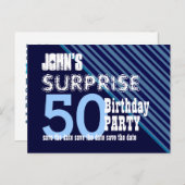 50e Verrassing Verjaardag Save the Date Diagonal V Aankondigingskaart (Voorkant / Achterkant)