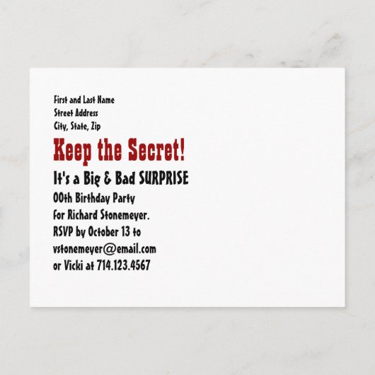 50e Verrassing Verjaardag Save the Date Diagonal W Aankondigingskaart (Achterkant)