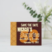 50e Verrassing Verjaardag Save the Date Gold Aankondigingskaart (Staand voorkant)