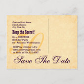 50e VERRASSING Verjaardag Save the Date Paarse v6 Aankondigingskaart (Achterkant)