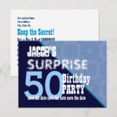 50e Verrassing Verjaardag Save the Date W001Z Aankondigingskaart (Voorkant / Achterkant)