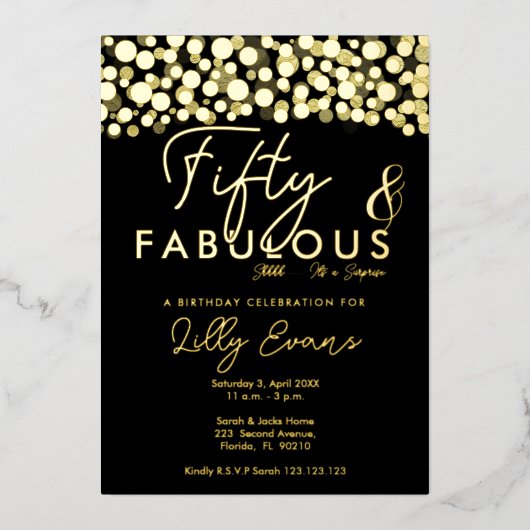 50e verrassing verjaardagsfeestje uitnodiging eleg (Voorkant)
