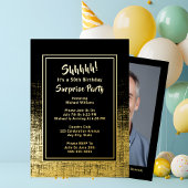 50e Verrassing Verjaardagsfoto op Black & Gold Folie Uitnodiging