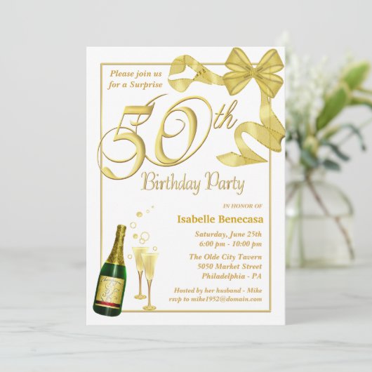 50e verrassingsdag - Aangepaste uitnodigingen (Staand voorkant)