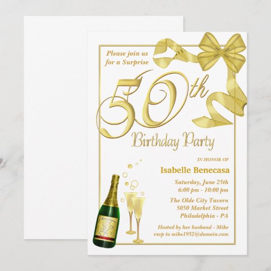 50e verrassingsdag - Aangepaste uitnodigingen (Voorkant / Achterkant)