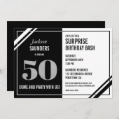 50e verrassingsdag Bash Modern Black and White Kaart (Voorkant / Achterkant)