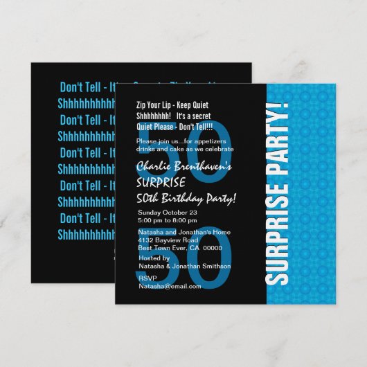 50e verrassingsdag Modern Turquoise Blue V102 Kaart (Voorkant / Achterkant)