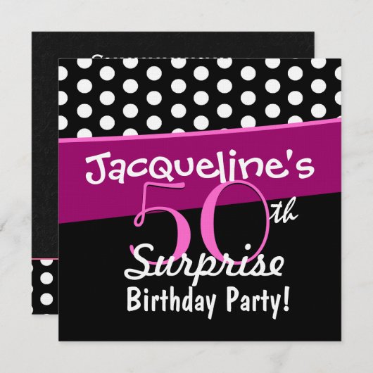 50e verrassingsdag pooldots en roze D541 Kaart (Voorkant / Achterkant)