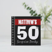 50e verrassingsdag rood zwart wit metaal kaart (Staand voorkant)
