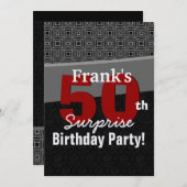 50e verrassingsdag rood zwart wit metaal kaart (Voorkant / Achterkant)