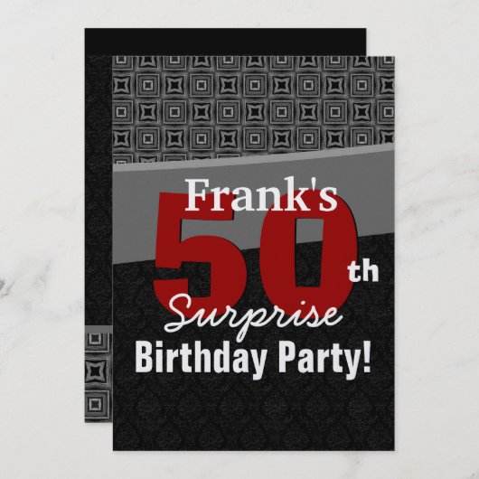 50e verrassingsdag rood zwart wit metaal kaart (Voorkant / Achterkant)