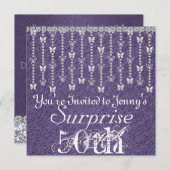 50e verrassingsdag vlinder PAARS Invitati Kaart (Voorkant / Achterkant)