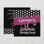 50e verrassingsdag zwarte witte poolpunts roze kaart (Voorkant / Achterkant)