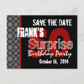 50e verrassingsfeest zilver zwart en rood uitnodiging briefkaart (Voorkant)
