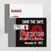 50e Verrassingsfeest Zilveren Diagonale Geometrisc Aankondigingskaart (Voorkant / Achterkant)