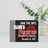 50e Verrassingsfeest Zilveren Diagonale Geometrisc Aankondigingskaart (Staand voorkant)