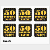 50e Verrassingsverjaardag Favor Zwart Goud Patroon Vierkante Sticker (Vel)