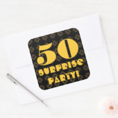 50e Verrassingsverjaardag Favor Zwart Goud Patroon Vierkante Sticker (Envelop)