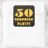 50e Verrassingsverjaardag Favor Zwart Goud Patroon Vierkante Sticker (Tas)