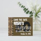 50e Verrassingsverjaardag Save the Date W01 Gold Aankondigingskaart (Staand voorkant)