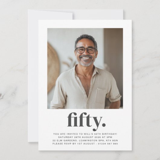 50e vierkante foto verjaardag kaart (Voorkant)