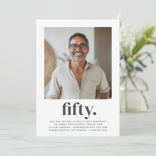 50e vierkante foto verjaardag kaart (Staand voorkant)