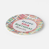 50e Vijftig Gelukkig Verjaardagspatroon Papieren Bordje (Gekanteld)