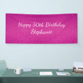 50e Vijftig Roze Glitterij Gelukkig Verjaardagsfee Spandoek (Beurs)