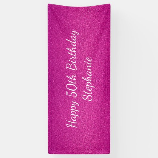 50e Vijftig Roze Glitterij Gelukkig Verjaardagsfee Spandoek (Verticaal)