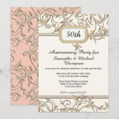 50e Vijftigste Art Nouveau Goud Paarse Jubileum Kaart (Voorkant / Achterkant)