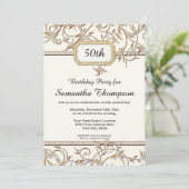 50e Vijftigste Art Nouveau Gouden Lavendel Verjaar Kaart (Staand voorkant)