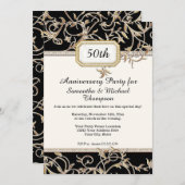50e vijftigste Art Nouveau Zwart n Goud Jubileum Kaart (Voorkant / Achterkant)
