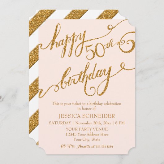 50e, vijftigste verjaardag Ticket Celebration Kaart (Voorkant / Achterkant)