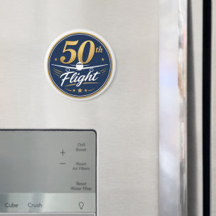 50e vlucht gouden vliegtuig reis souvenir magneet